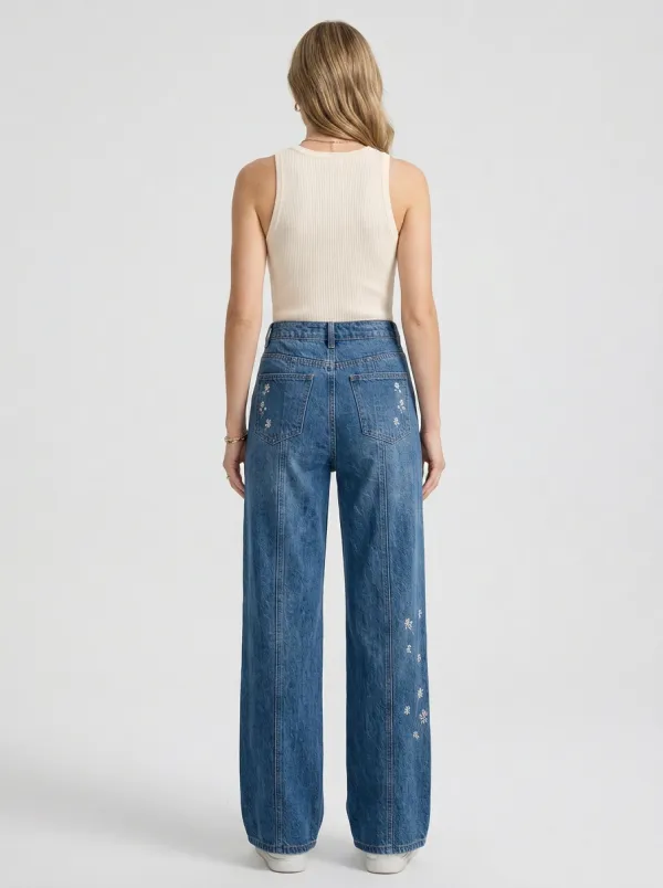 Women's Wide Leg Casual Denim Jeans