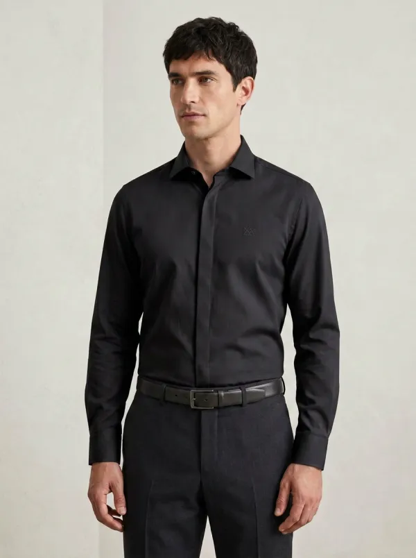 Men's Non-Iron Cotton Logo Embroidered Dress Shirt