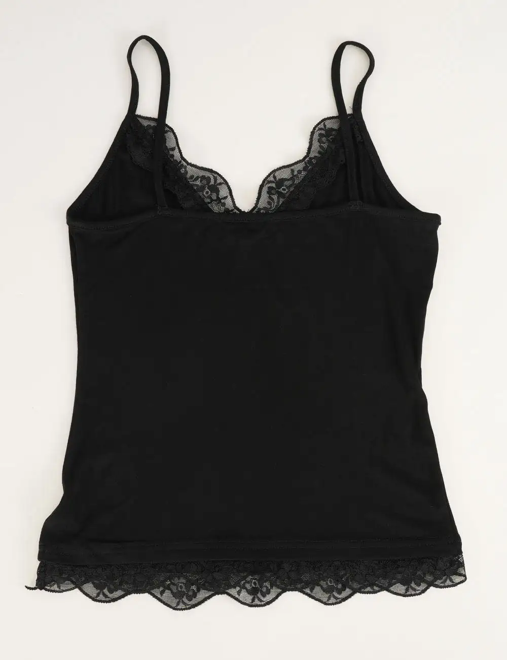 Lace Trim V Neck Spaghetti Strap Cami Top