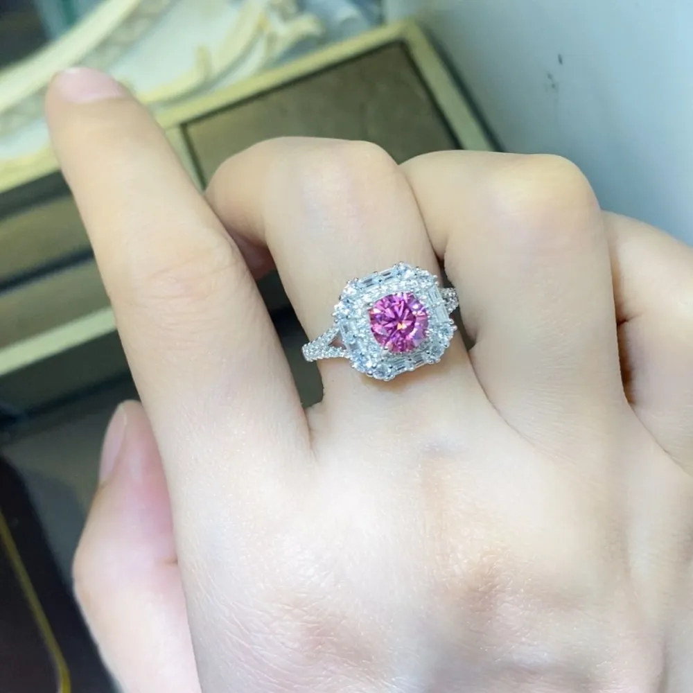 Platinum-Plated Moissanite Zircon Ring