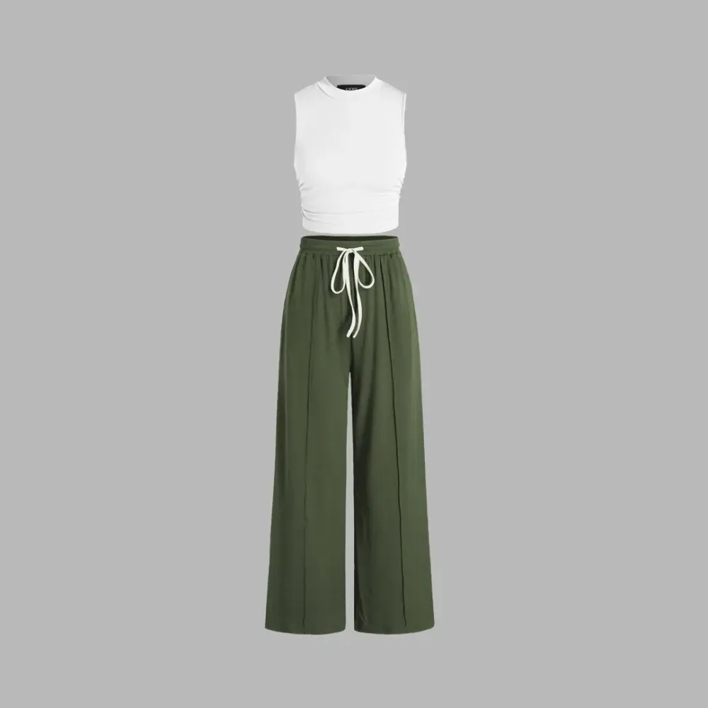 Women's Casual Tank Top & Elastic Waist Pants Set