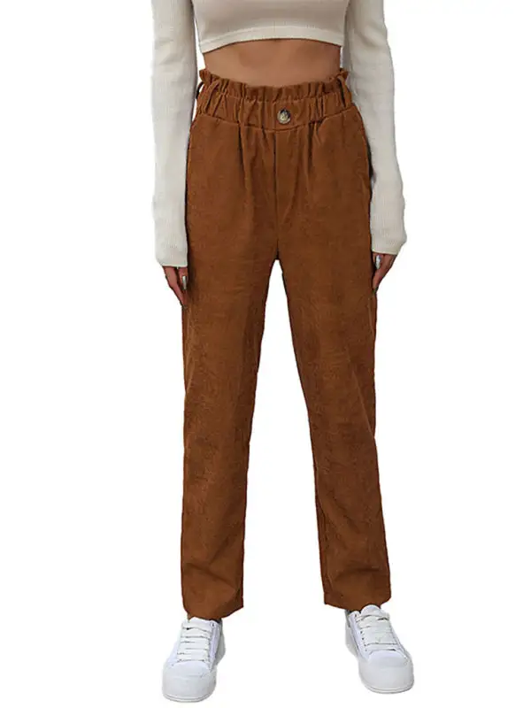 Elastic Nine Point Corduroy Straight Pants