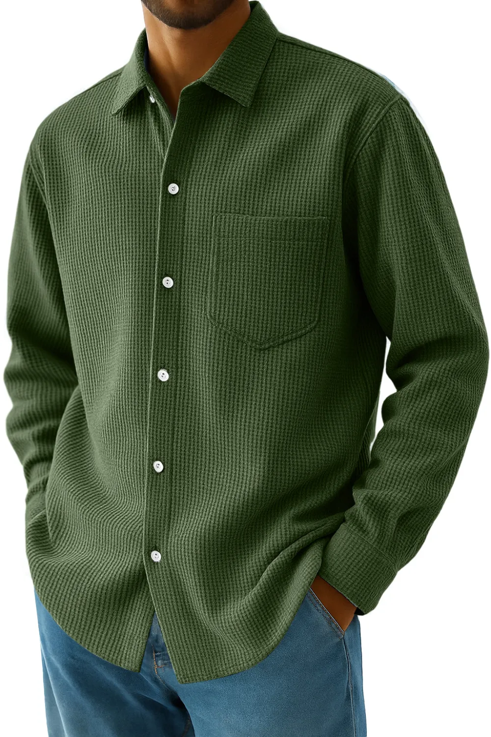 Relaxed Textured Knit Pocket Shirt