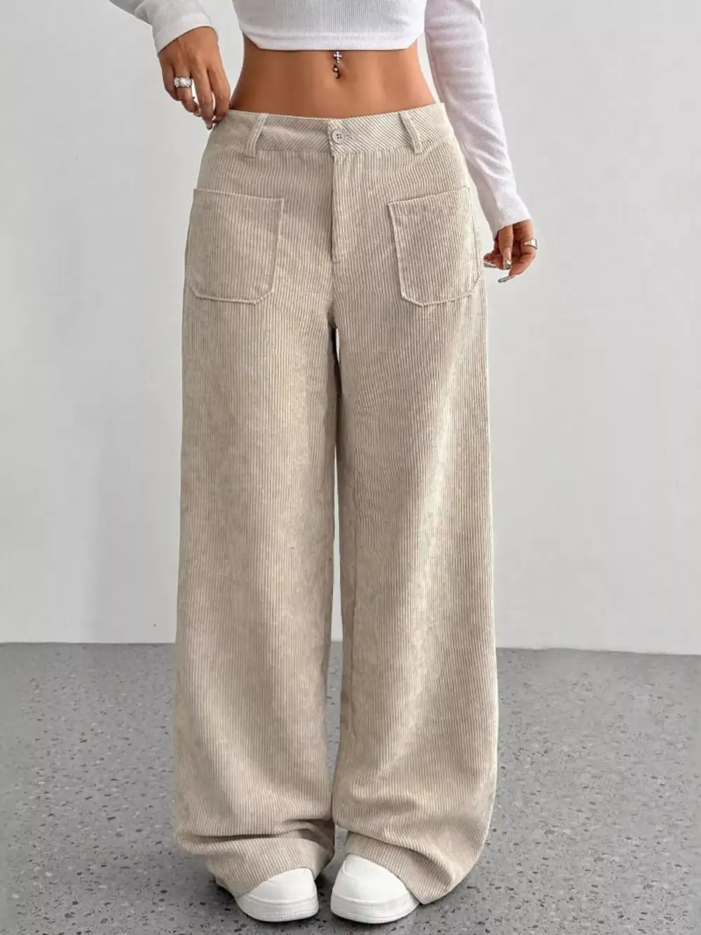 Wide Leg Corduroy Relaxed Fit Pants