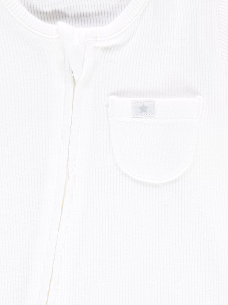 Ribbed Pocket 2 Way Zip Fasten Sleepsuits 3 Pack detail 1