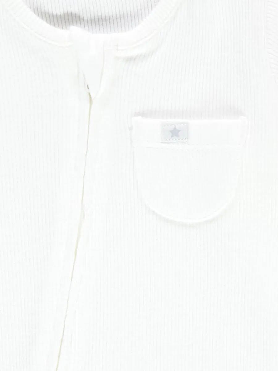 Ribbed Pocket 2 Way Zip Fasten Sleepsuits 3 Pack