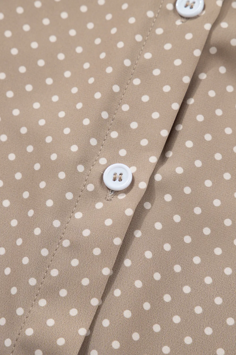 Khaki Dotted Print Cuffed Short Sleeve Shirt