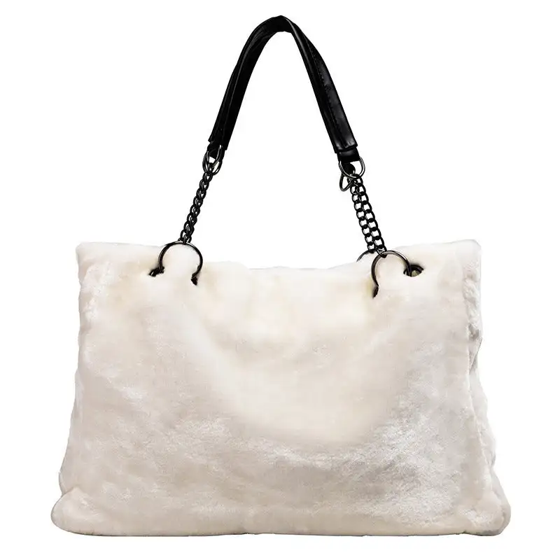 Ultra-Soft Plush Handbag Wool Fabric Cozy Casual Bag