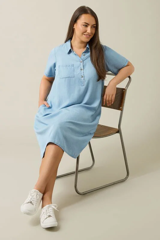 Light Blue Lyocell Denim Dress detail 2