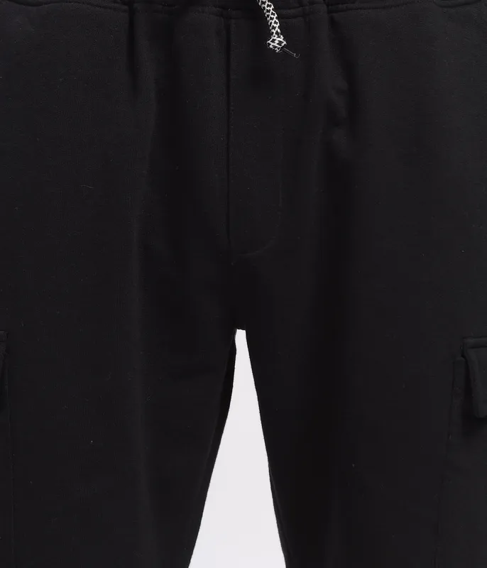 Black Loop Knit Cotton Shorts