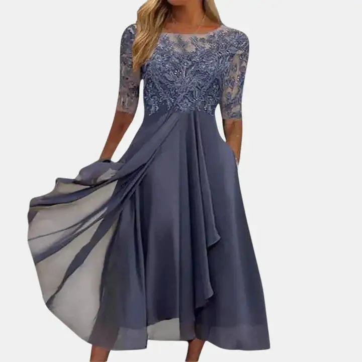  Embroidered Midi Event Dress
