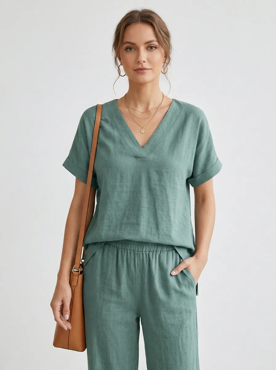 Everyday Flowy-Look Women's V-Neck Shirt