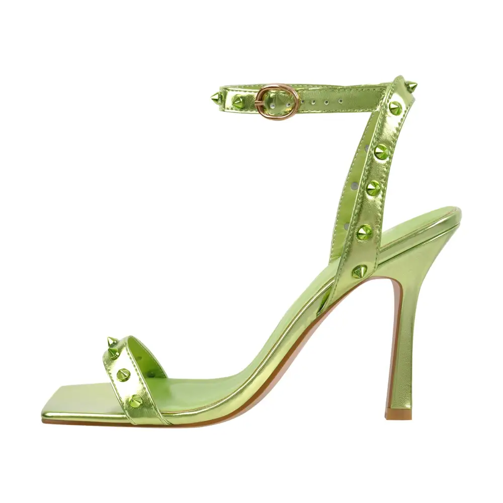 Rivet Ankle Strap Heel Sandals