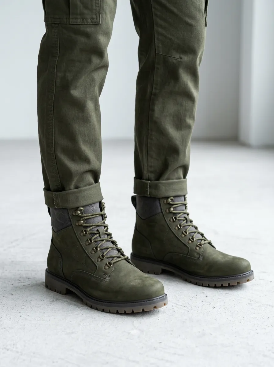 Unisex Outdoor Adventure Stitched Pattern Print Work Boots