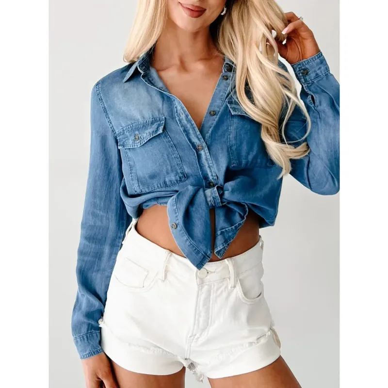 Button-Down Collared Denim Shirt