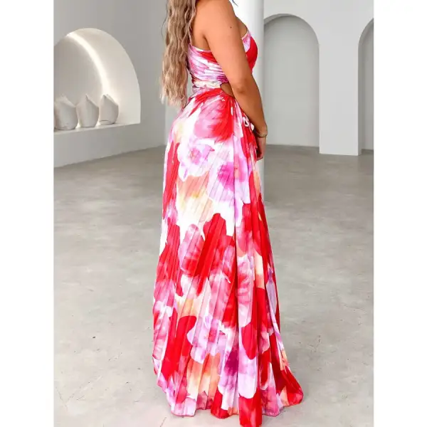 Printed One Shoulder Asymmetrical Maxi Dress