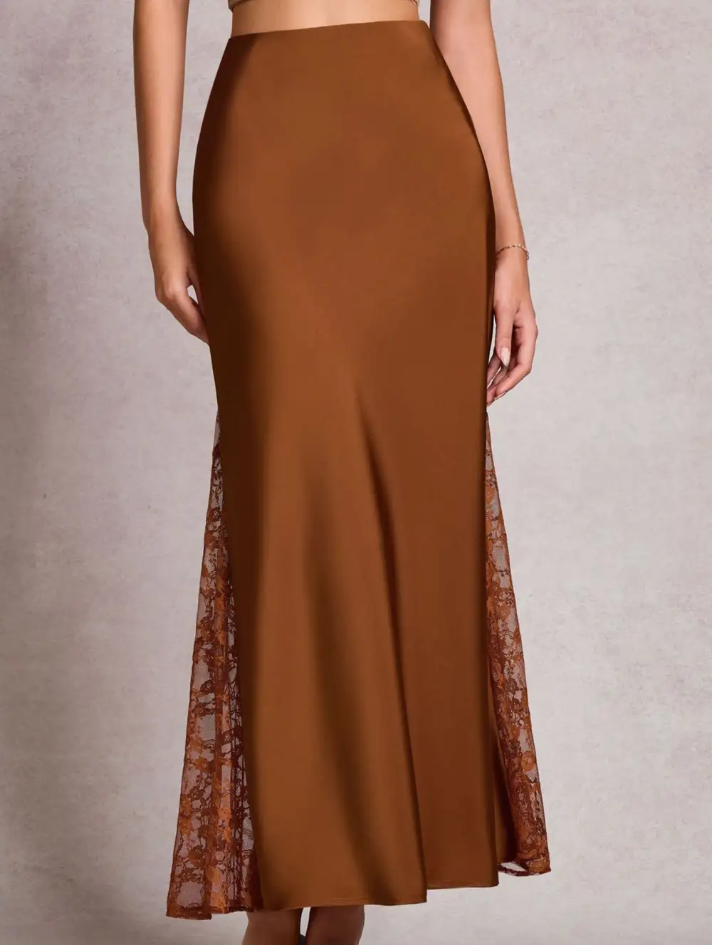 Satin Lace A Line Skirt