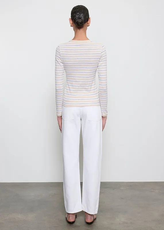 Stripe Classic L/S Tee Wheat/white Stripe