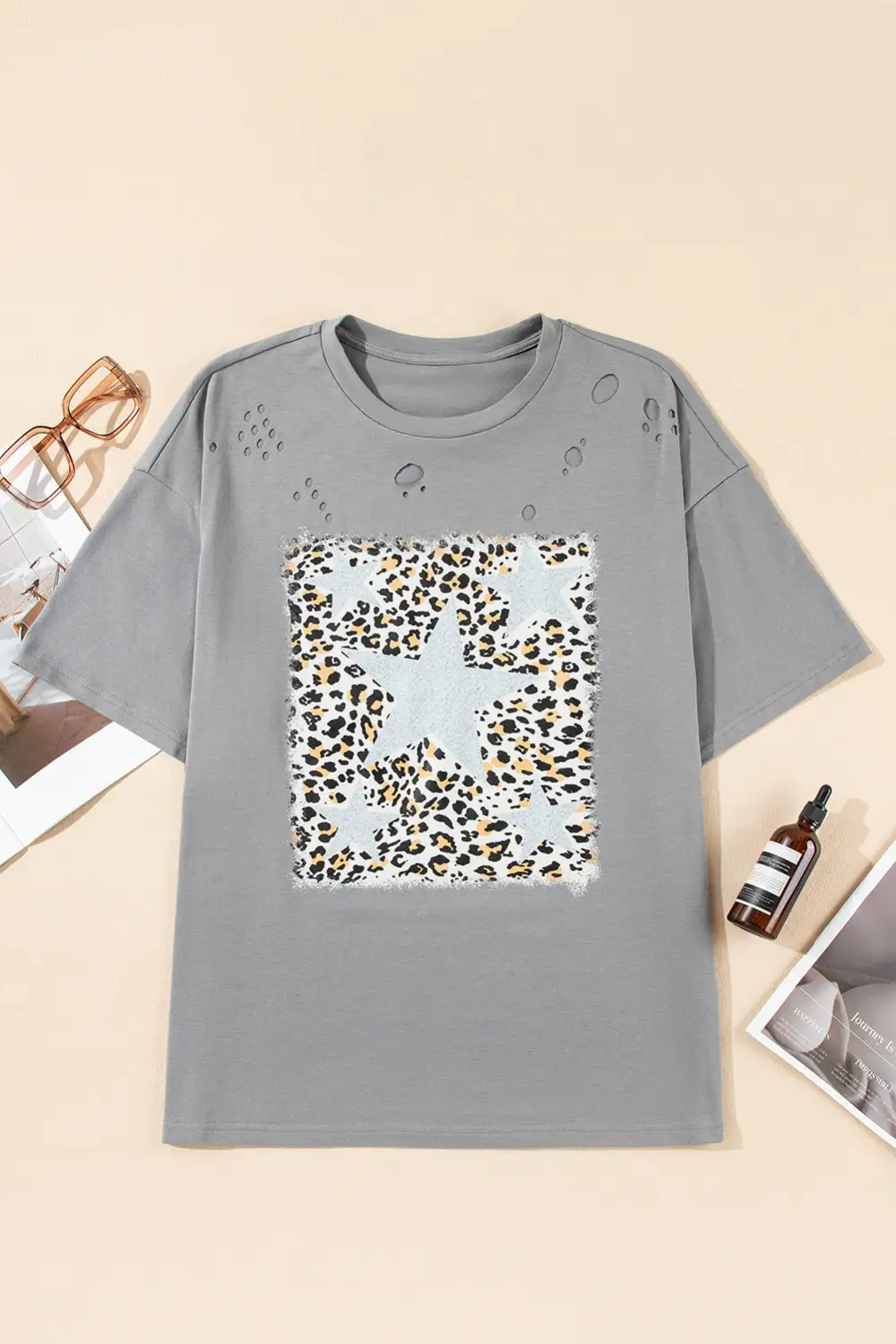 Medium Grey Stars Leopard Graphic
