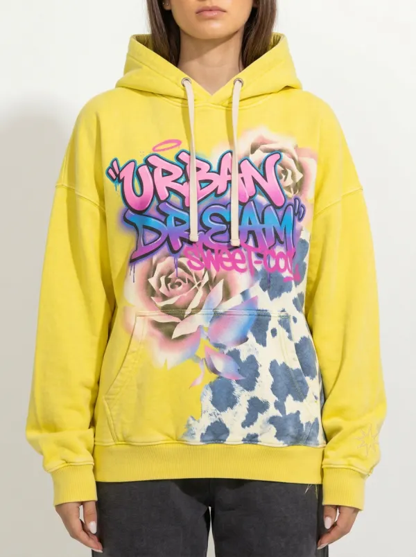 Unisex Streetwear Graffiti Rose Hoodie