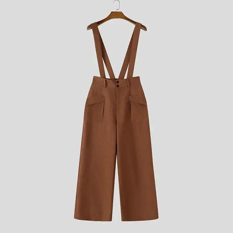 Men's Vintage Suspender Overalls High-Waisted Palazzo Jumpsuits