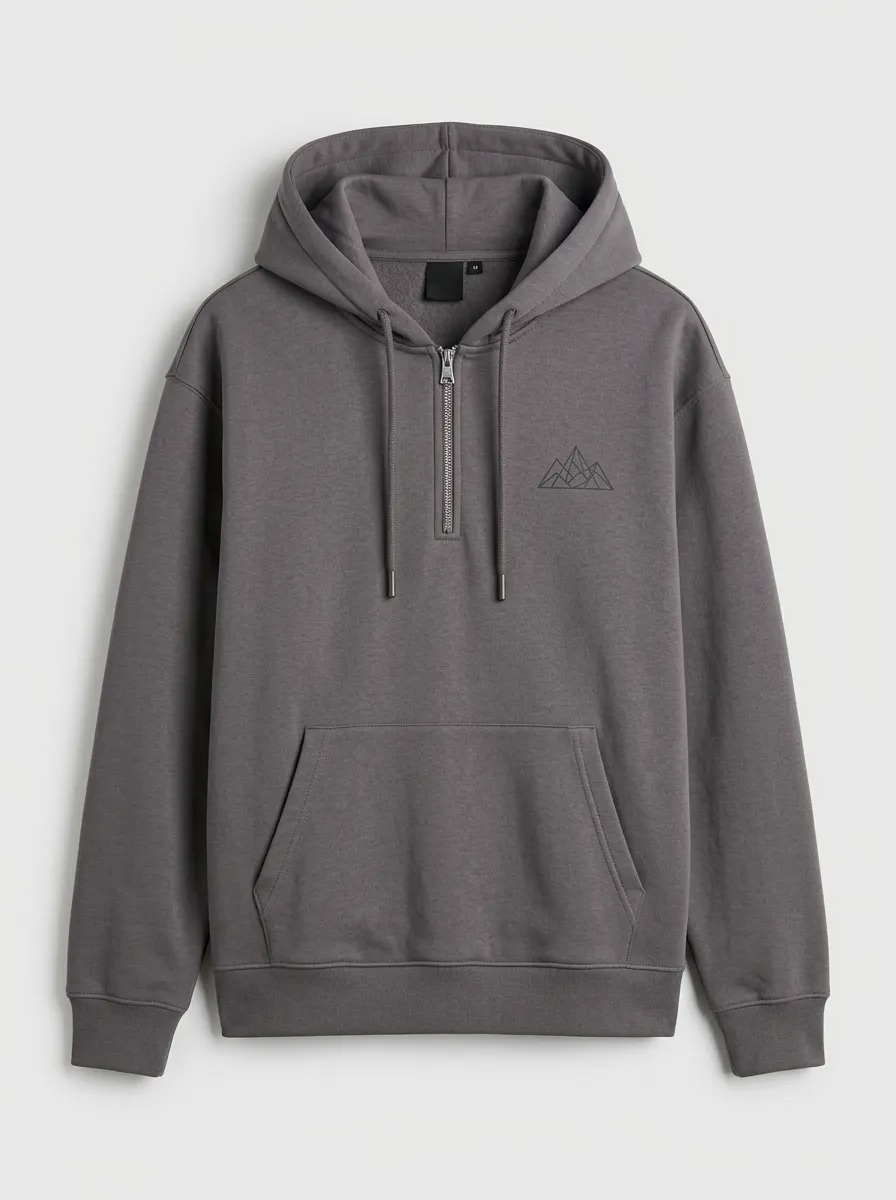 Modern Quarter Zip Mountain Graphic Geometric Edit Men's Hoodie