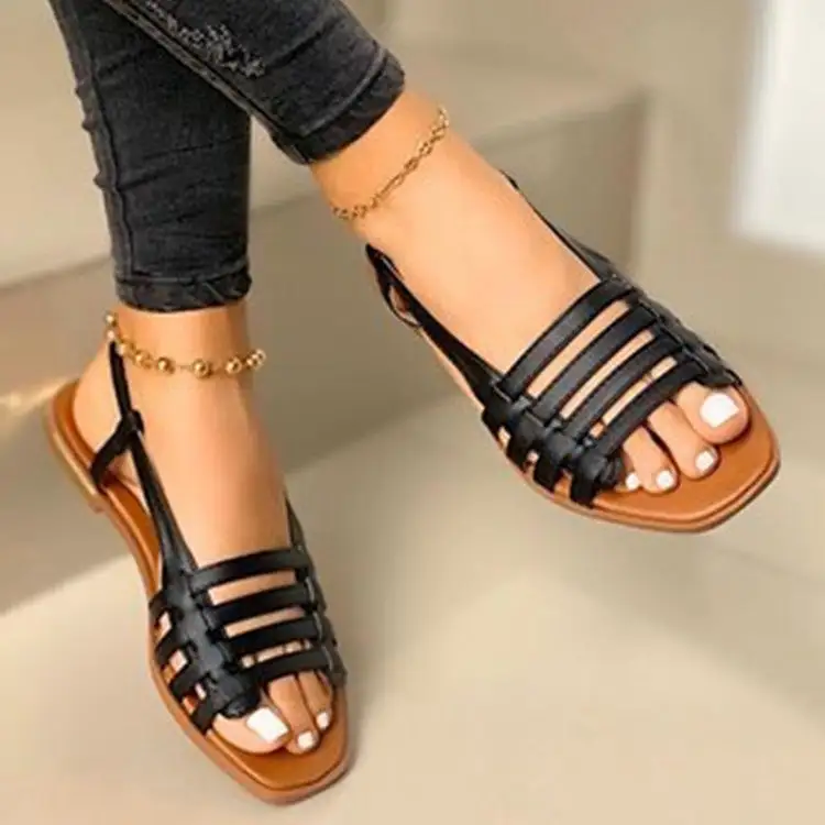 Woven Upper Flat Sandals