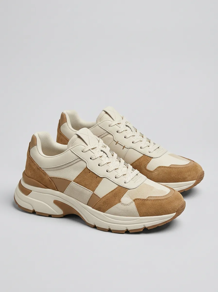Men's Casual Suede Patchwork Printed Sneakers