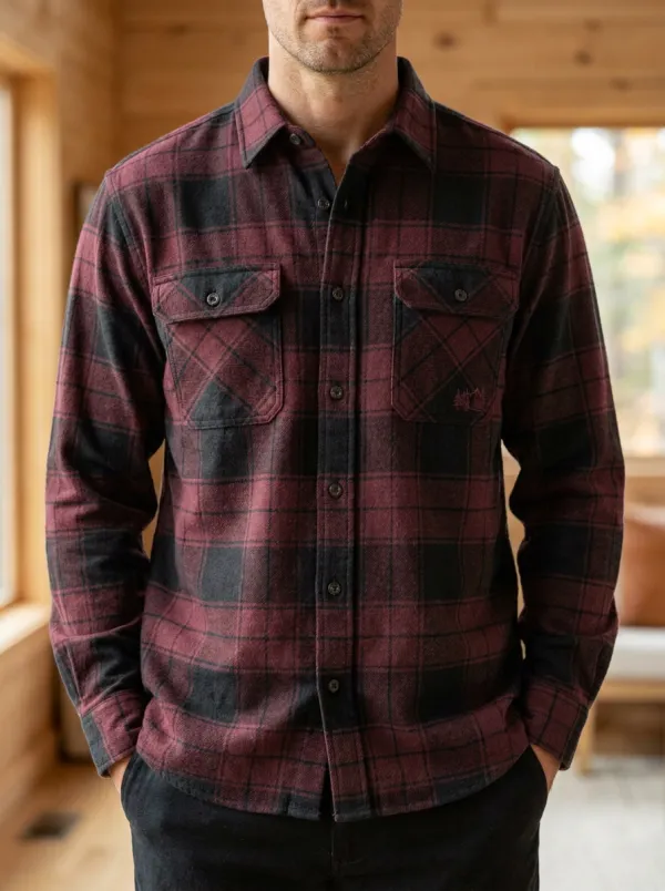 Pine Tree Forest Plaid Twin Pocket Shirt