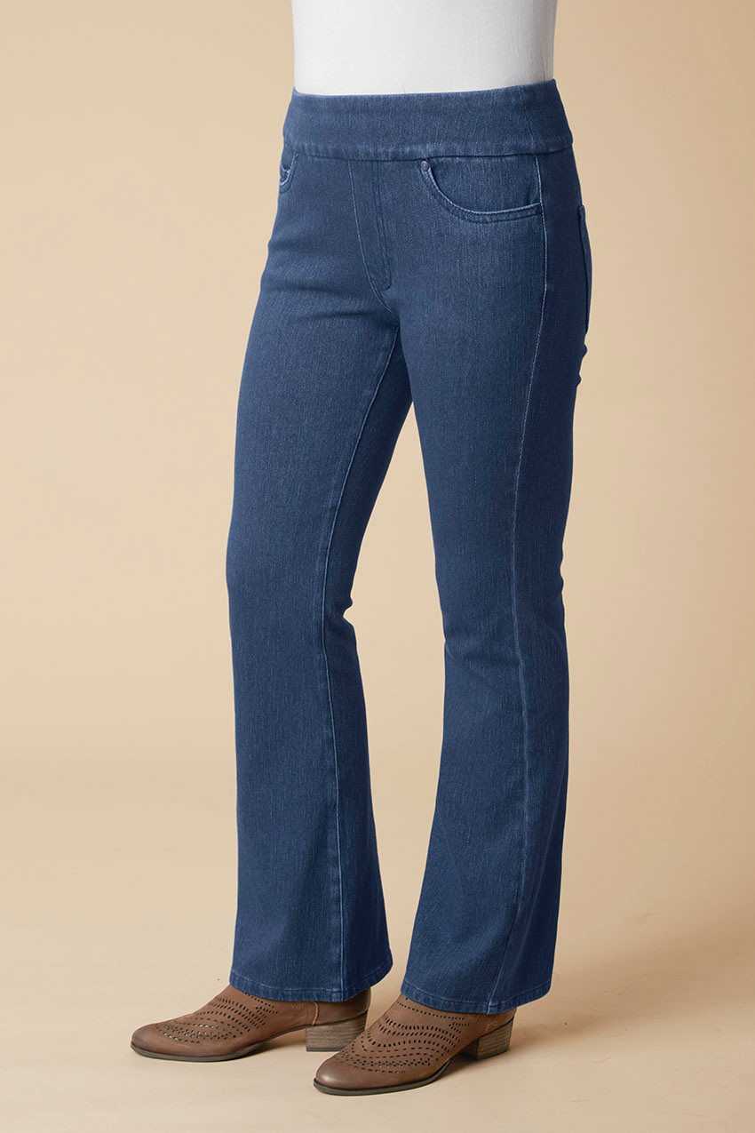 Knit Denim Pull-On Bootcut Jeans