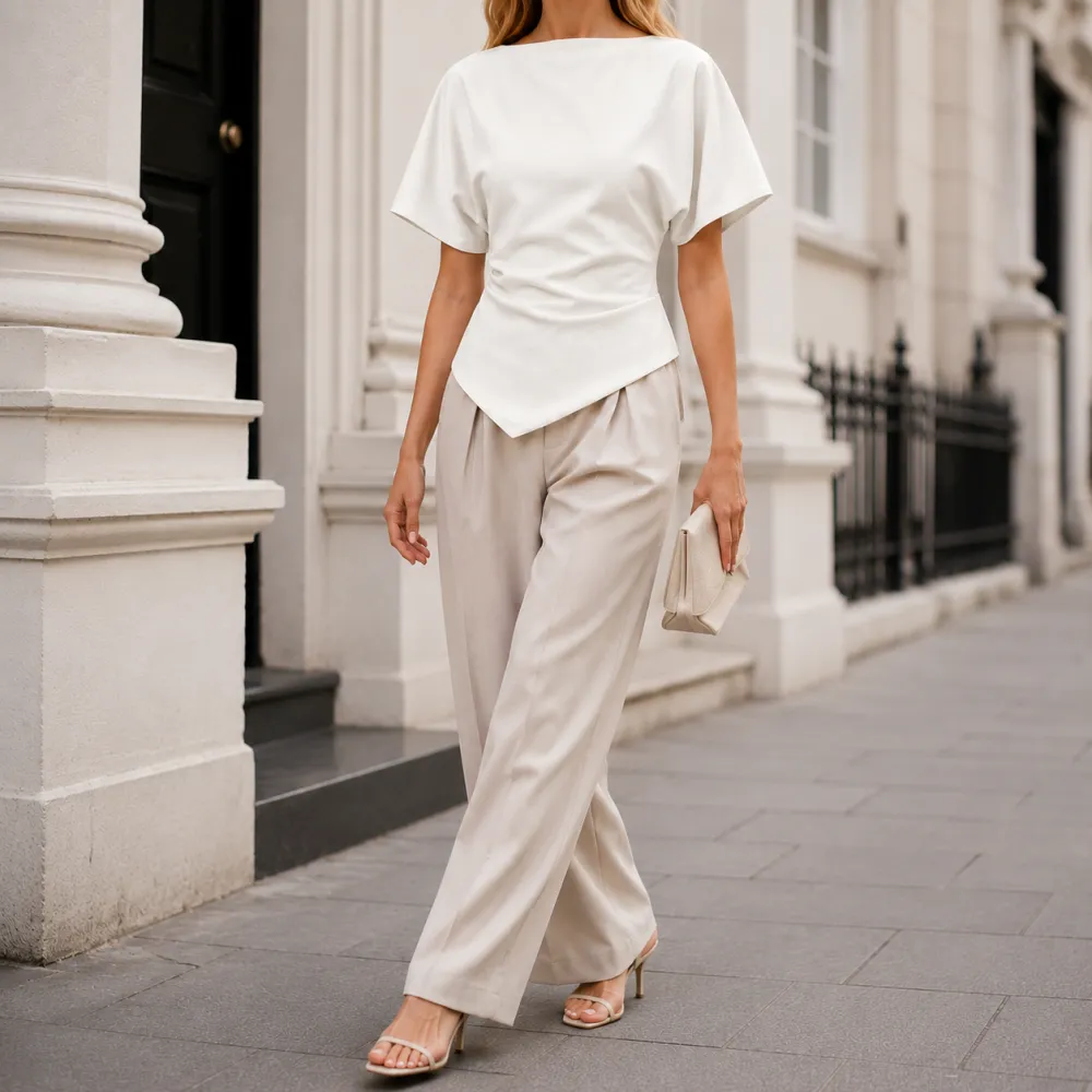 Sculpted Boat-Neck Blouse