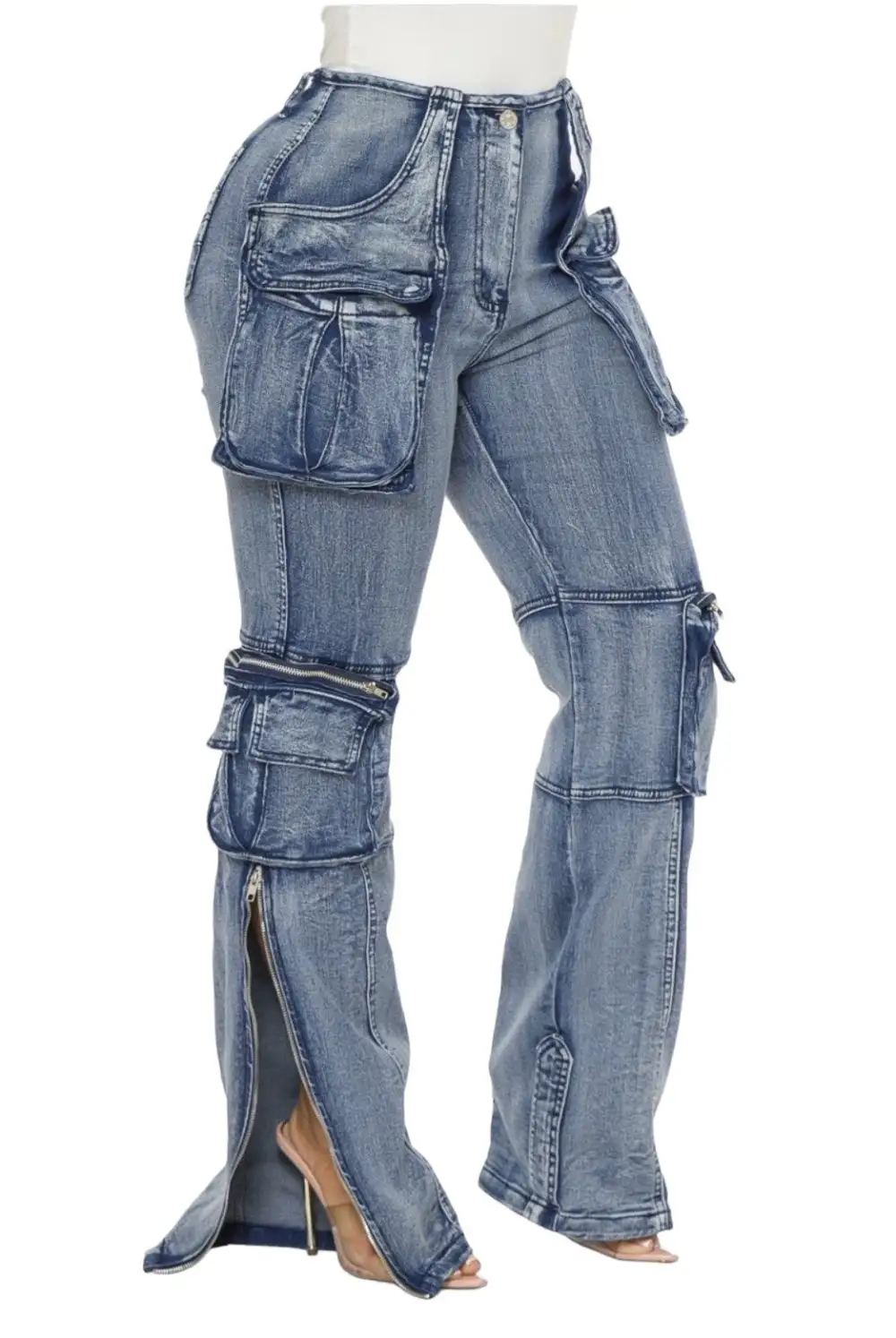 Acid-Wash Utility Cargo Pants