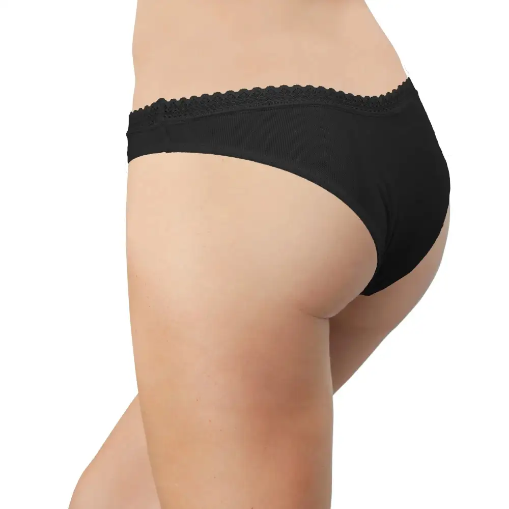 Classic Lace-Trim Lace Mesh Thong Panty
