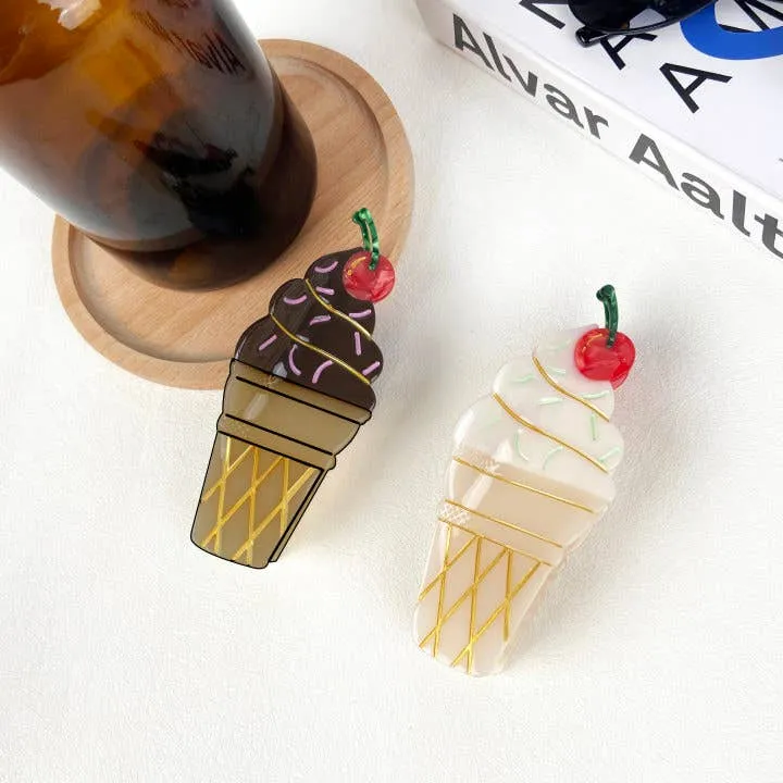 Ice Cream Cone Acetate Hair Clip
