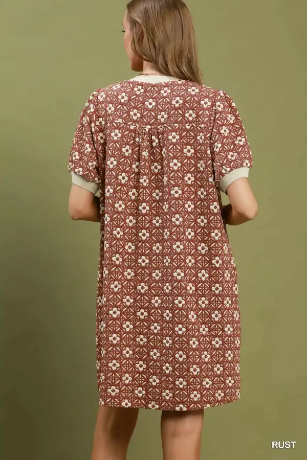 Everyday Floral Print Puff Sleeve Mini Dress
