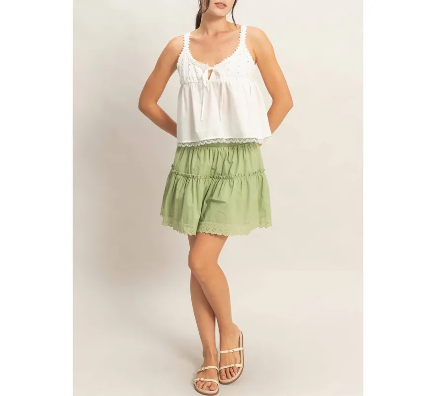 Scalloped Lace Trim Tank Top