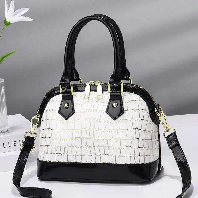 Street-Chic Crossbody Handbag PU Patent Leather Shell