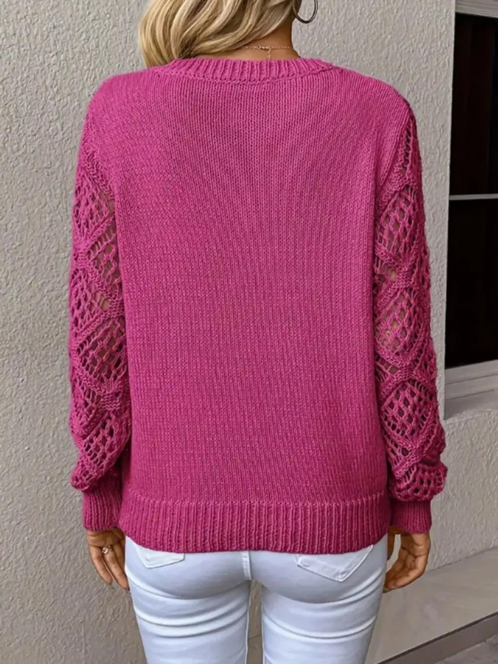 V-Neck Crochet Sweater