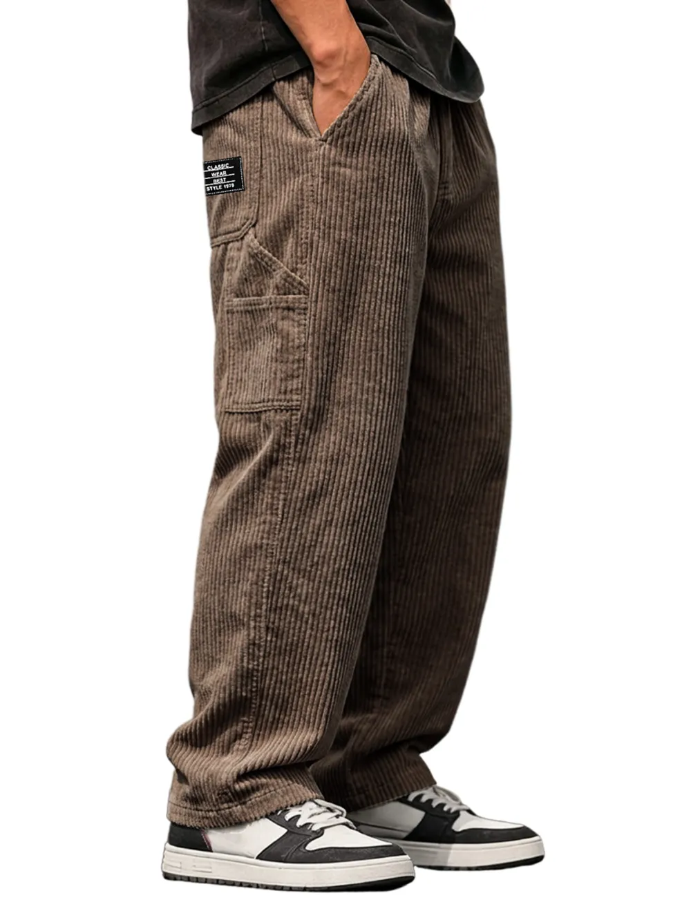 Layered Corduroy Utility Pocket Pants