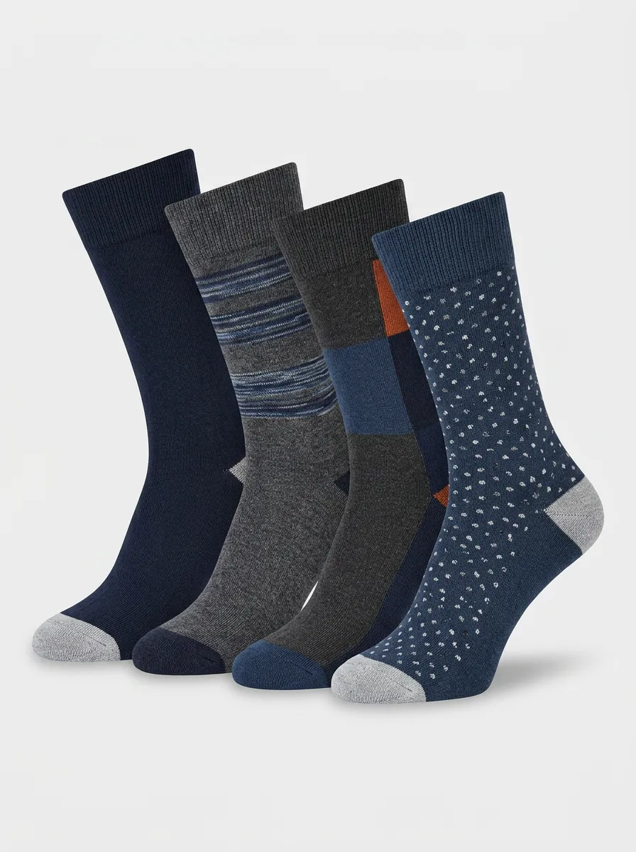 Men's Botanical-Print Four Pair Socks