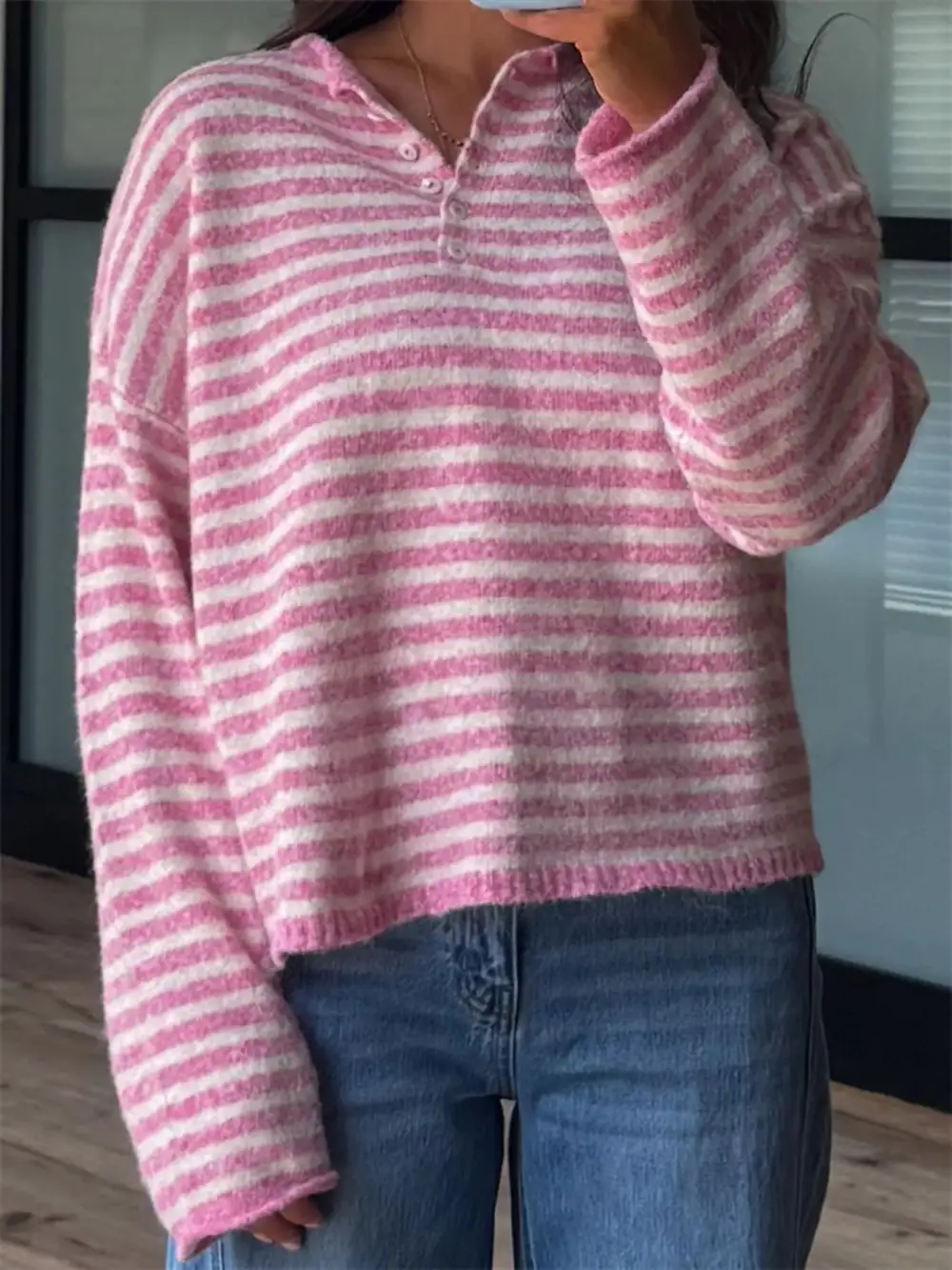 Modern Drop Shoulder Striped Sweater