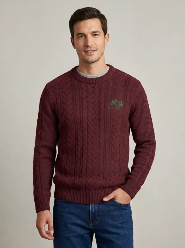 Men's Charcoal Grey Outdoor Mountain Knit Sweater