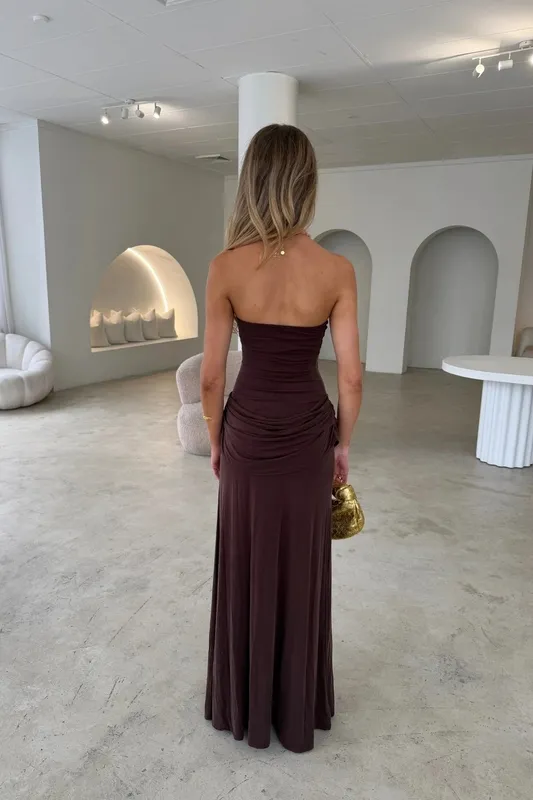 Chocolate Strapless Maxi Dress