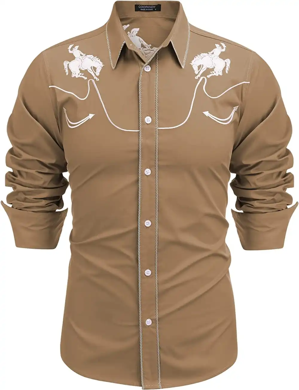 Embroidered Cowboy Button Down Shirt Jeans