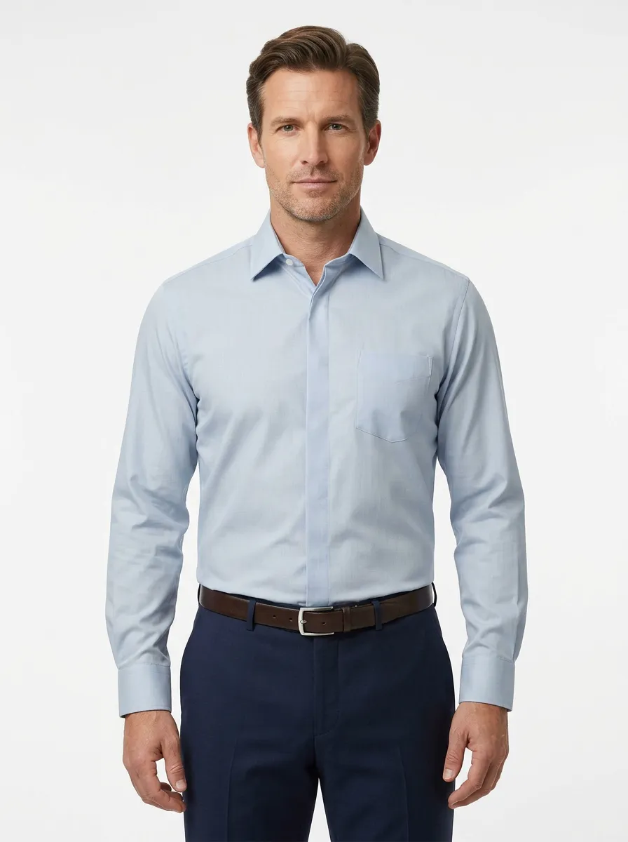 Men's Casual Long Sleeve Solid Dress Shirt