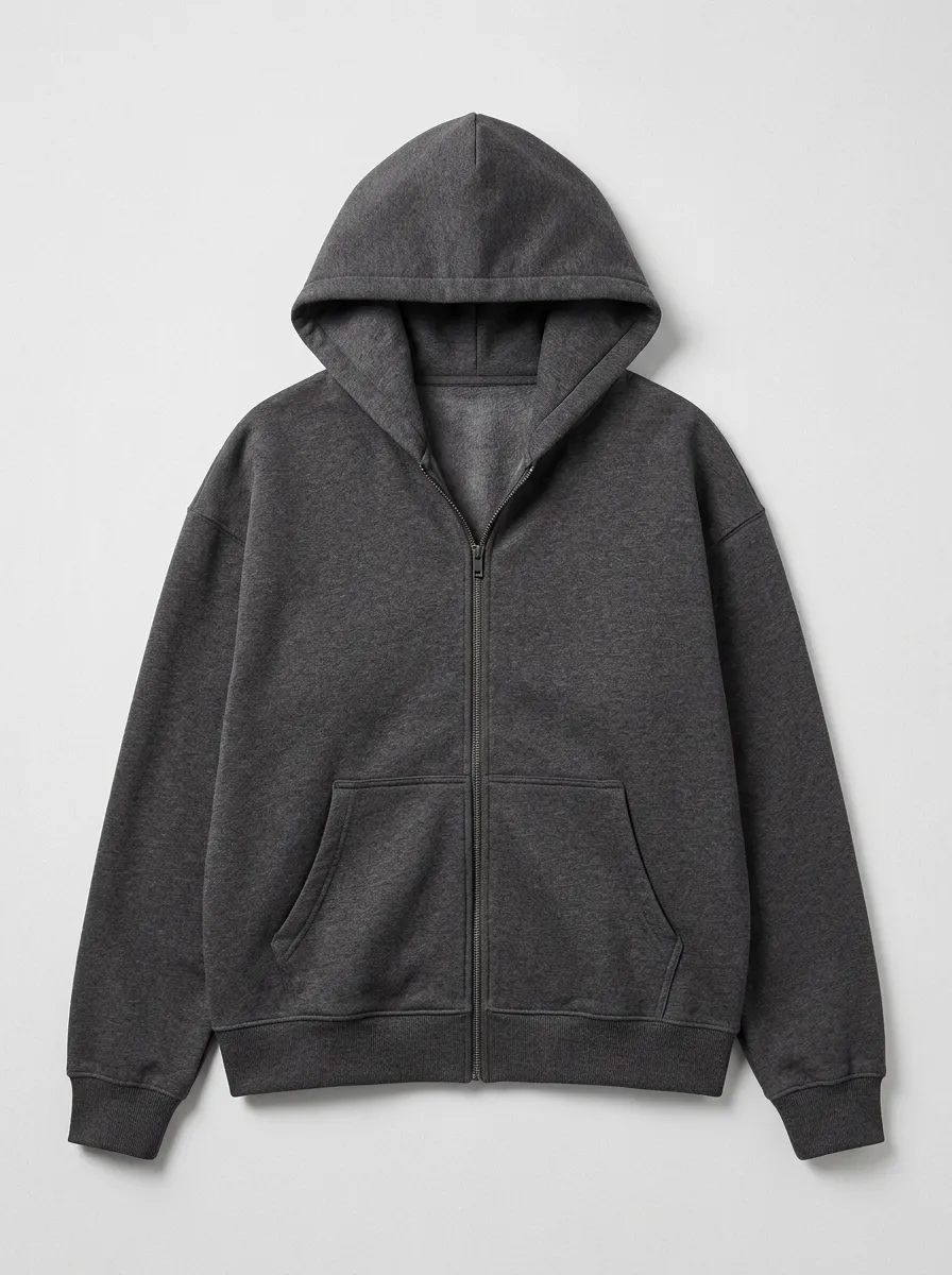Relaxed Zip-Up Solid Profile Men's Hoodie