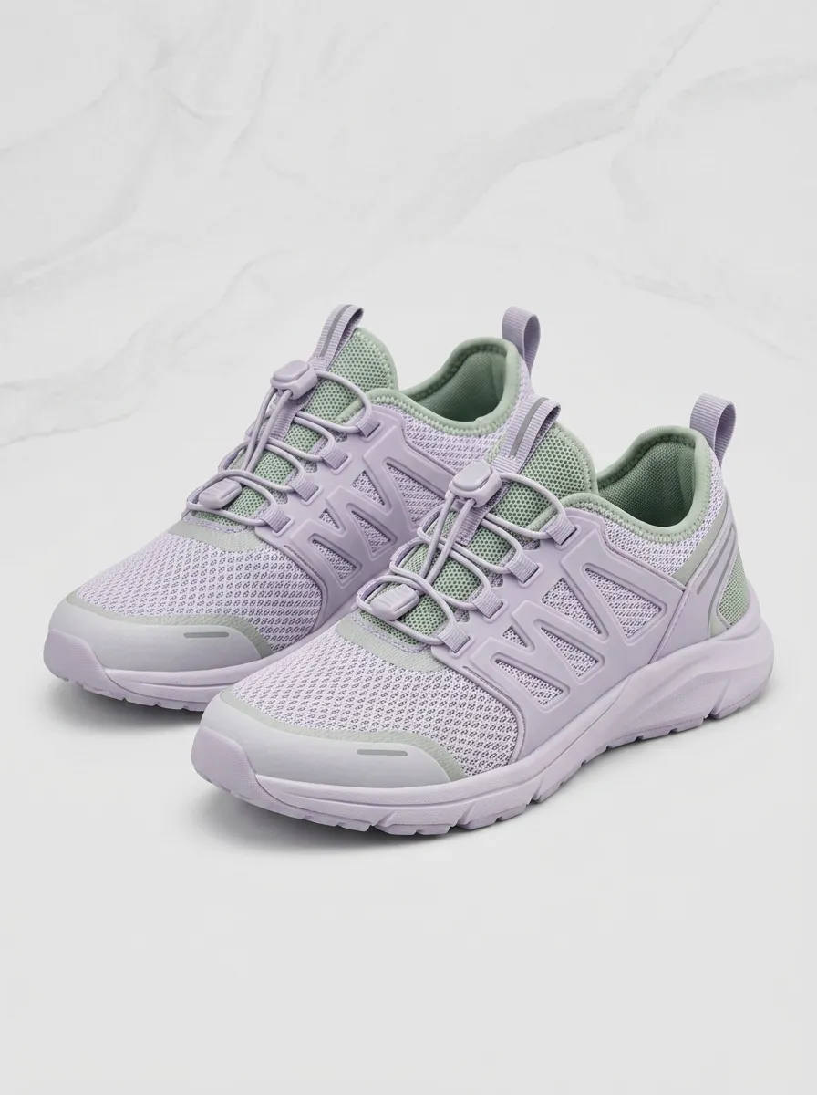 Women's Casual Sport Lavender Mesh Printed Sneakers