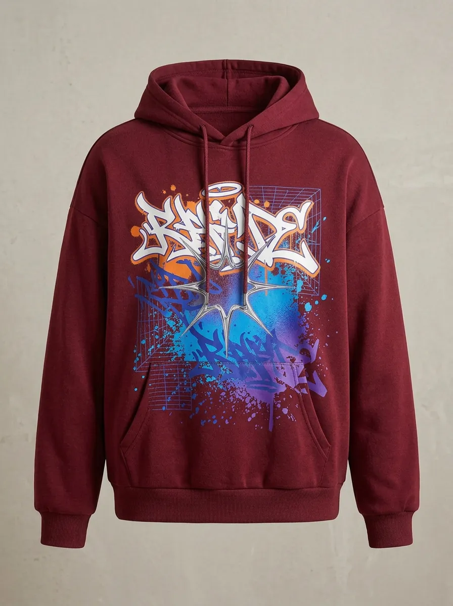 Unisex Streetwear Graffiti Star Graphic Hoodie