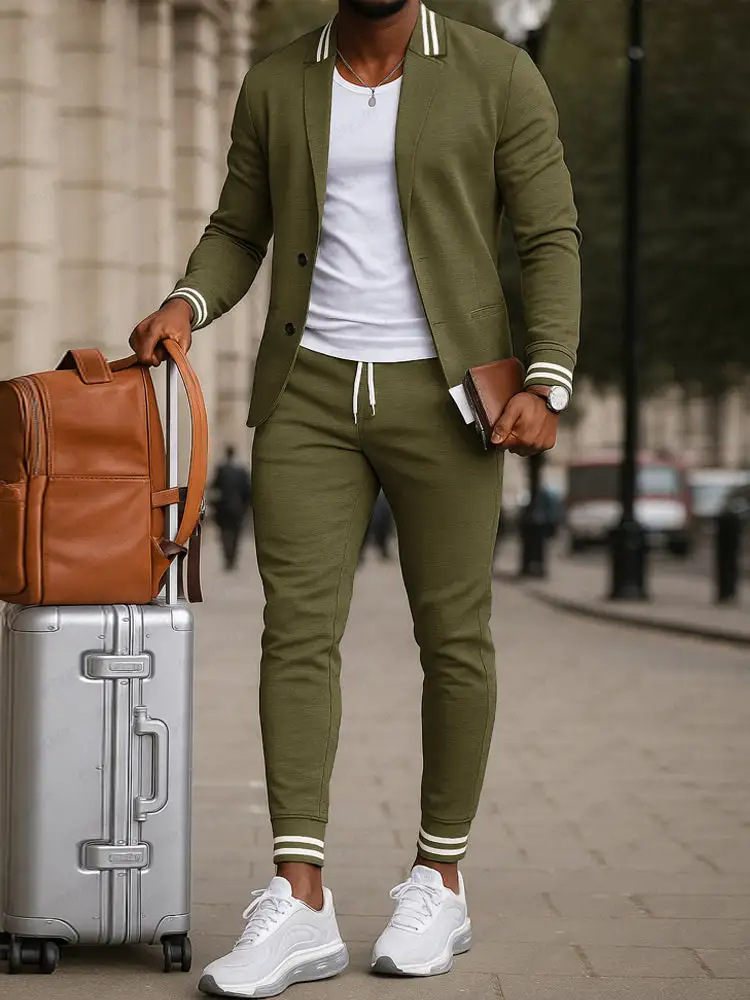 Athletic-Inspired Woven Blazer Set