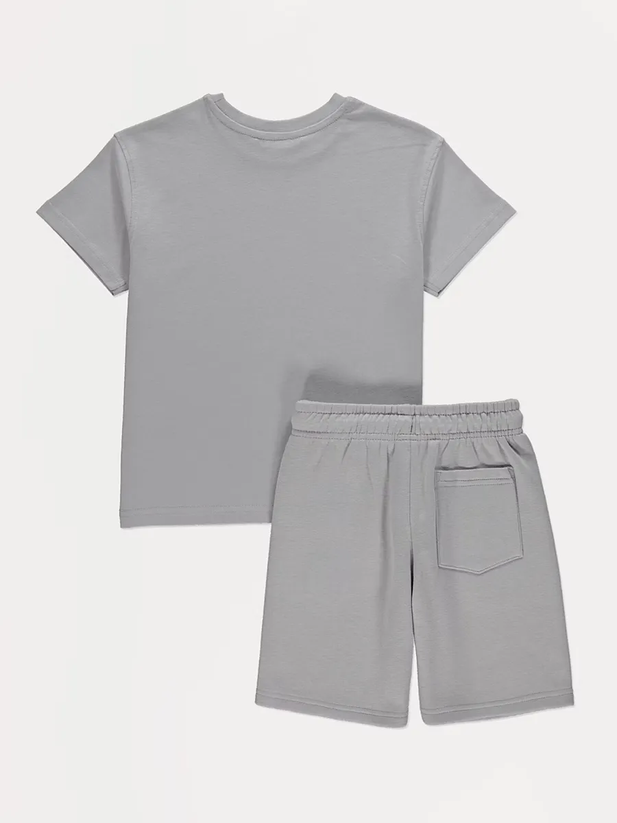 Grey Jersey Crew Neck T-shirt and Shorts Set